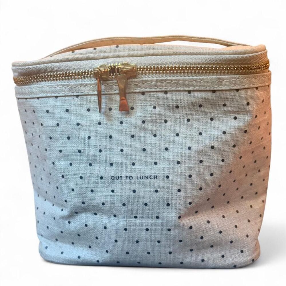 Kate Spade New York Deco Dots Insulated Lunch Tote Cream Black Out To Lunch